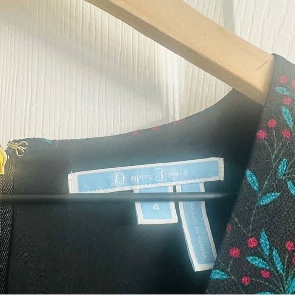 Draper James Dress Mini Long Sleeve Floral Black Green Dainty Work 4 Small - Picture 6 of 8